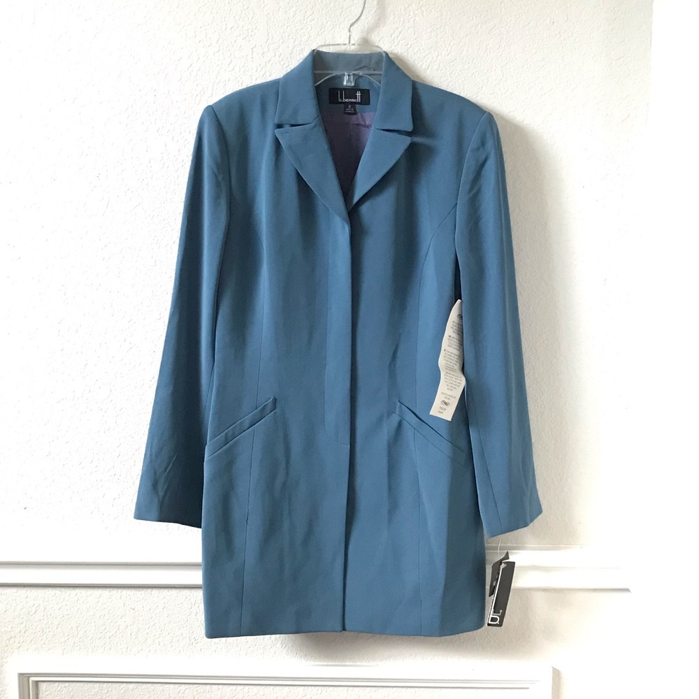 B. Bennett Professional Long Teal Blazer Jacket New Size 8